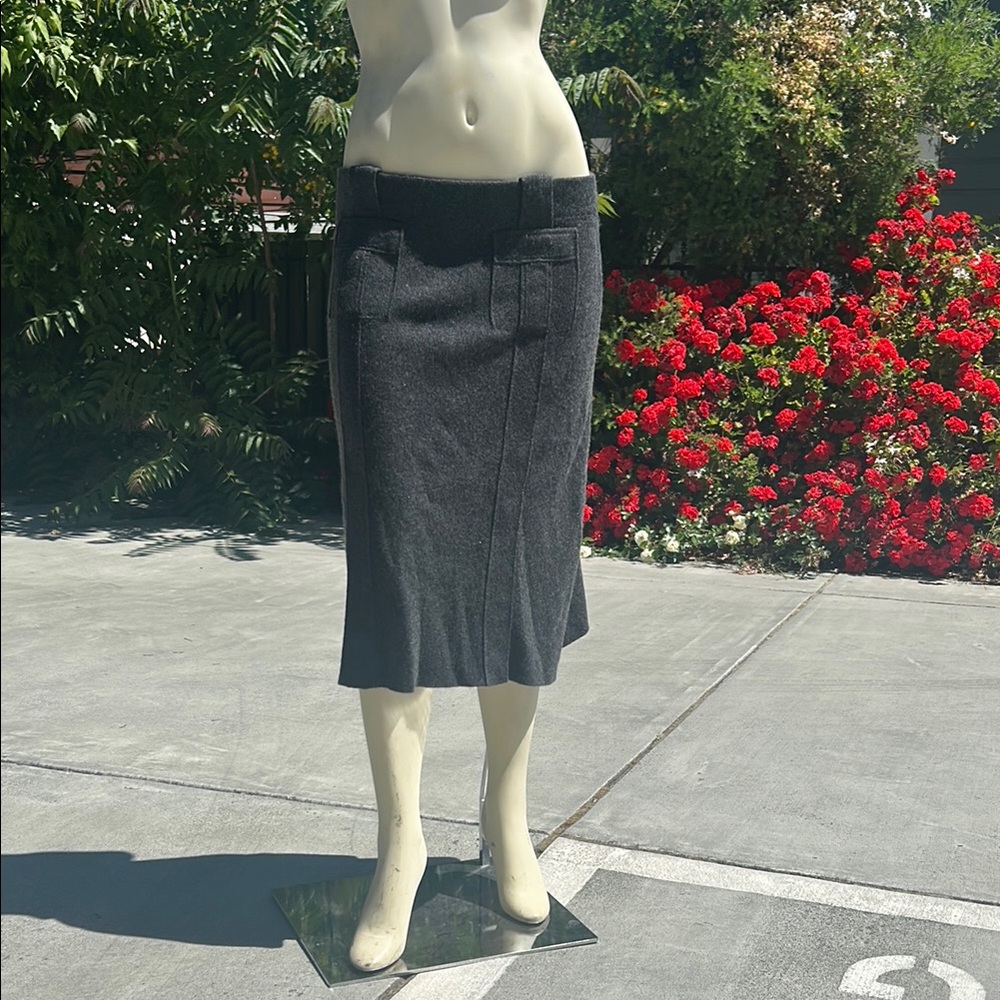 Designer Women’s Pure Cashmere Skirt in charcoal grey